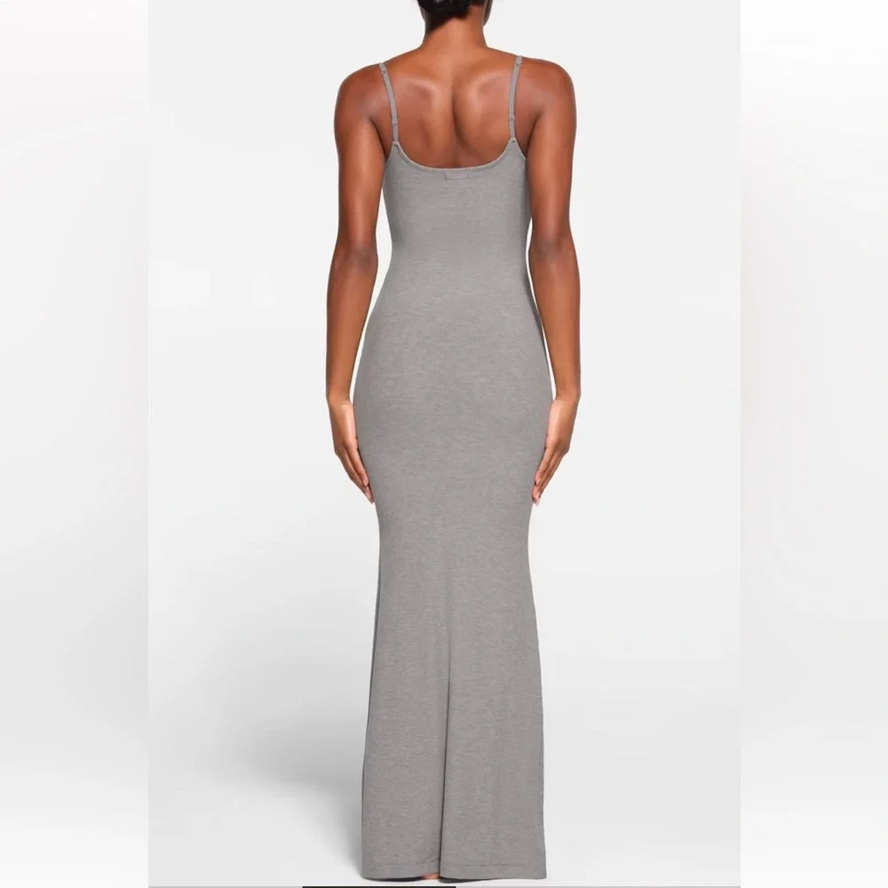 SKIMS Ribbed StretchyGray Maxi Dress Medium - Picture 3 of 11